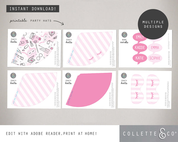 Pamper Party Printable Party Hats