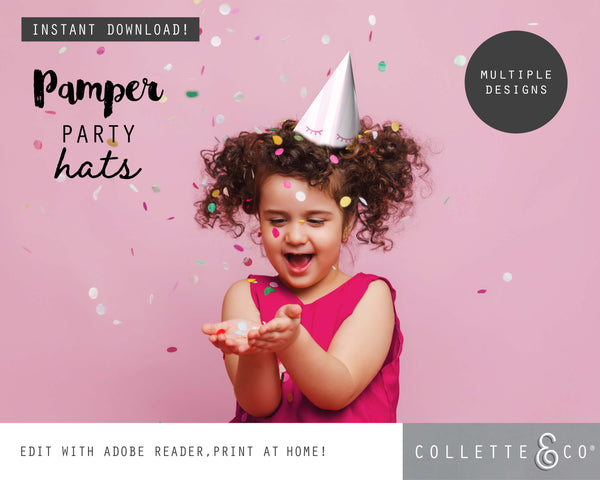 Pamper Party Printable Party Hats