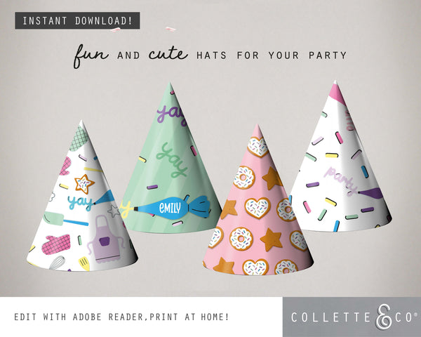 Baking Party Printable Party Hats