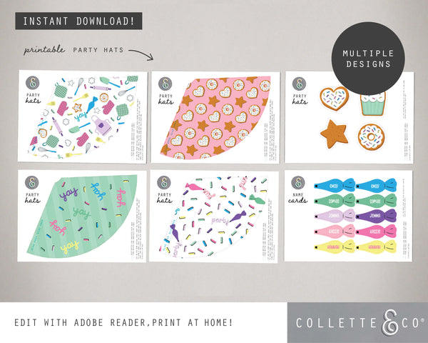 Baking Party Printable Party Hats