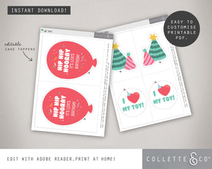 Toy Adoption Party Printable Cake Topper & Cake Wrap