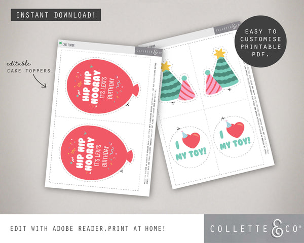 Toy Adoption Party Printable Cake Topper & Cake Wrap