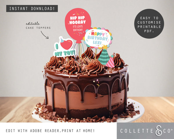 Toy Adoption Party Printable Cake Topper & Cake Wrap