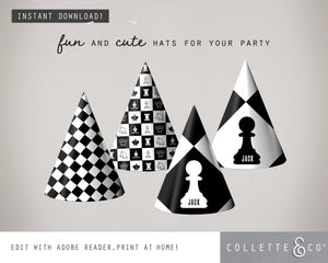 Chess Party Printable Party Hats