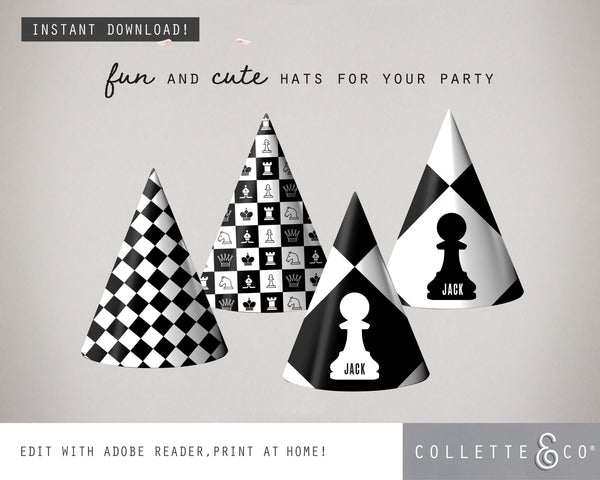 Chess Party Printable Party Hats