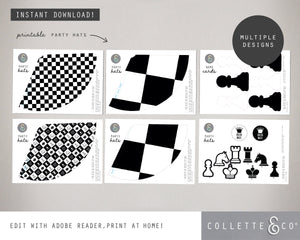 Chess Party Printable Party Hats