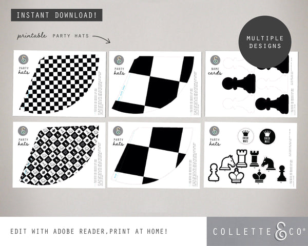Chess Party Printable Party Hats