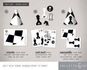 Chess Party Printable Party Hats
