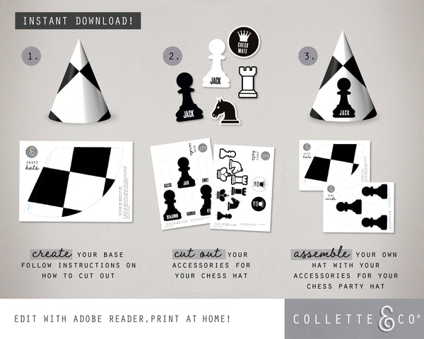 Chess Party Printable Party Hats