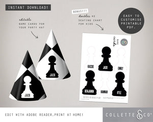 Chess Party Printable Party Hats
