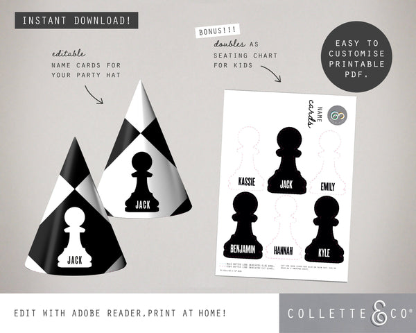 Chess Party Printable Party Hats