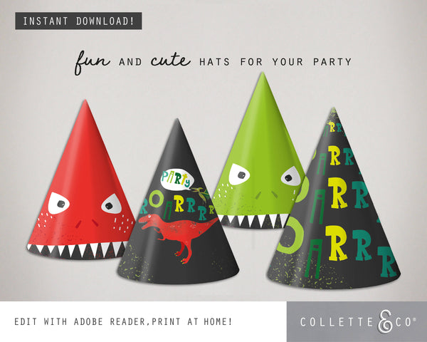 Dinosaur Printable Party Hats