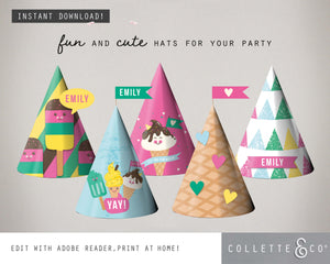 Ice Cream Party Printable Party Hats