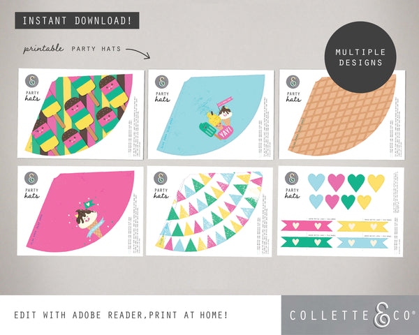 Ice Cream Party Printable Party Hats