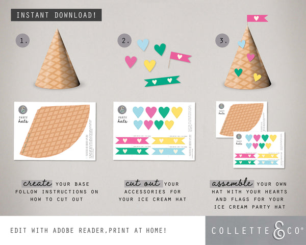 Ice Cream Party Printable Party Hats