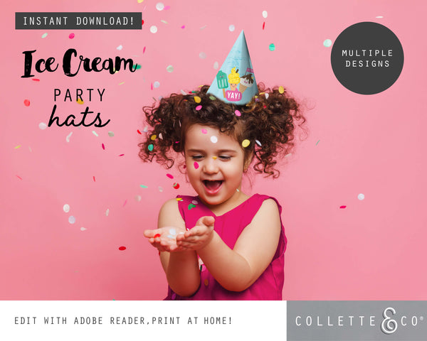 Ice Cream Party Printable Party Hats