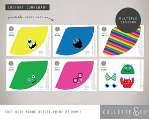 Monster Party Printable Party Hats