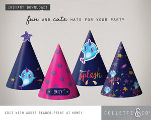 Narwhal Party Printable Party Hats