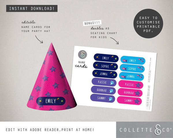 Narwhal Party Printable Party Hats