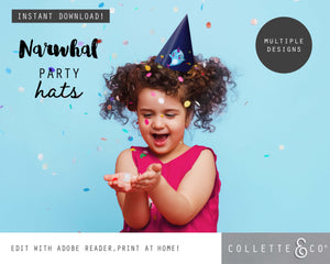 Narwhal Party Printable Party Hats