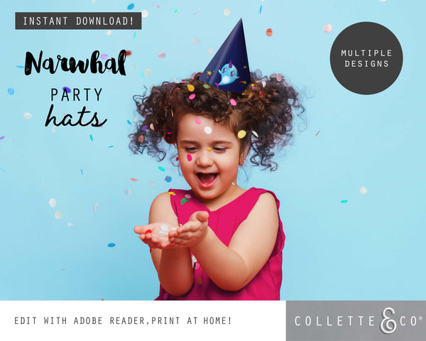Narwhal Party Printable Party Hats