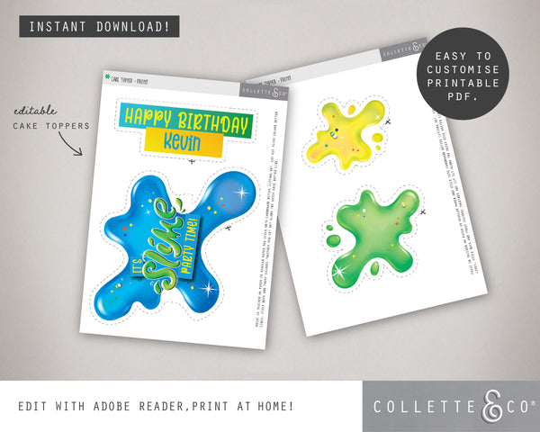 Blue Slime Party Printable Photo Booth Signs