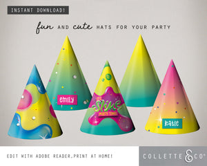 Pink Slime Party Printable Party Hats