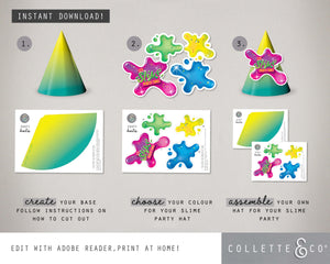 Pink Slime Party Printable Party Hats
