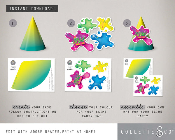 Pink Slime Party Printable Party Hats