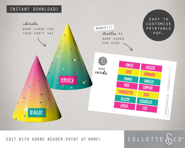 Pink Slime Party Printable Party Hats