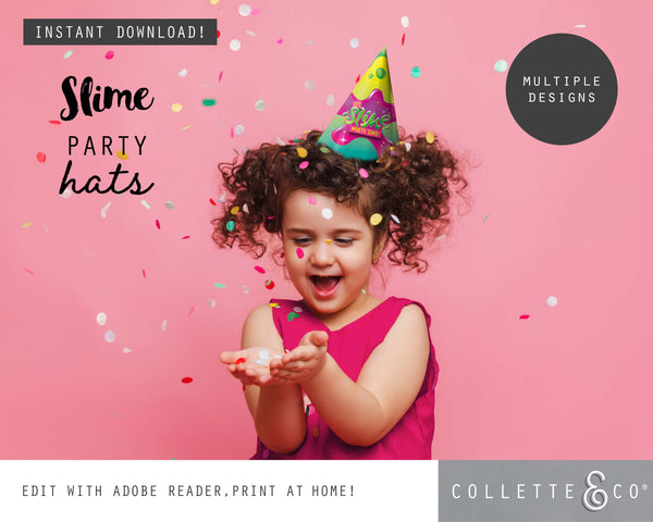 Pink Slime Party Printable Party Hats
