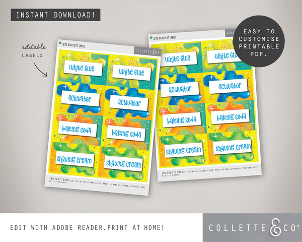 Blue Slime Party Stickers &amp; Labels