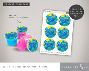 Blue Slime Party Stickers &amp; Labels