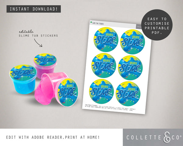 Blue Slime Party Stickers &amp; Labels