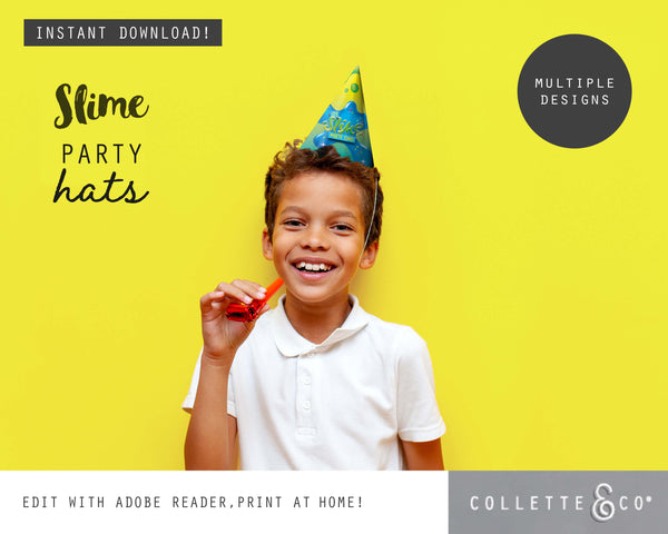 Blue Slime Party Printable Party Hats