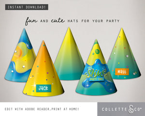 Blue Slime Party Printable Party Hats