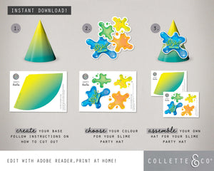 Blue Slime Party Printable Party Hats