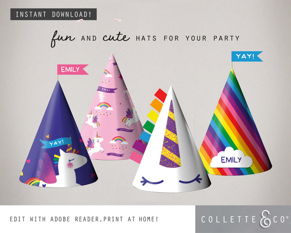 Unicorn Party Printable Party Hats