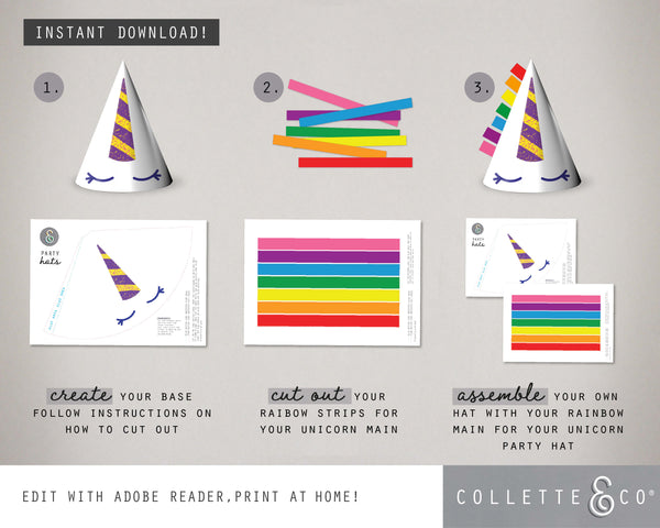 Unicorn Party Printable Party Hats
