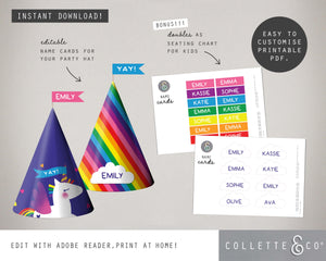 Unicorn Party Printable Party Hats