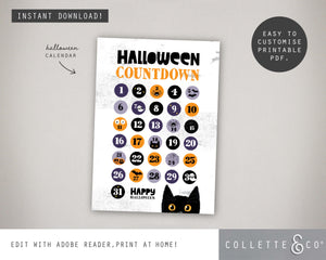 Halloween Printable Countdown Calendar