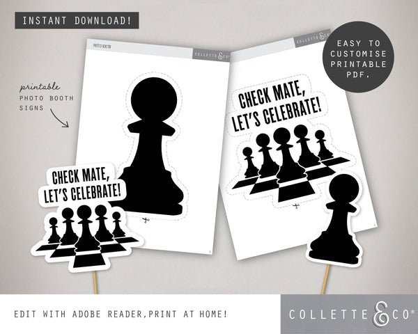 Chess Party Printable Photo Booth Signs