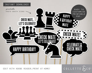 Chess Party Printable Photo Booth Signs