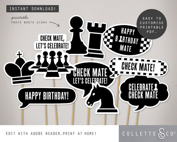 Chess Party Printable Photo Booth Signs
