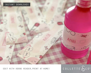 Pamper Party Printable Drinks Label