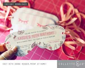 Pamper Party Printable Face Mask Invitation