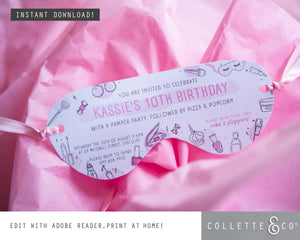 Pamper Party Printable Face Mask Invitation