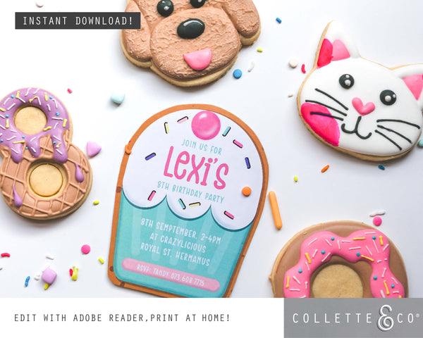 Baking Party Printable Cupcake Invitation