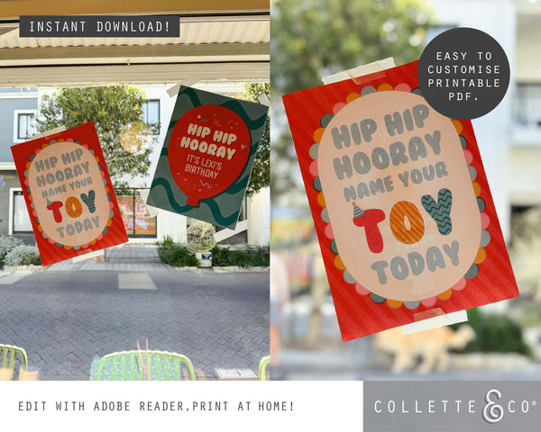 Toy Adoption Party Printable Posters