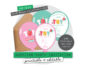 Toy Adoption Party Printable Balloon Invitation